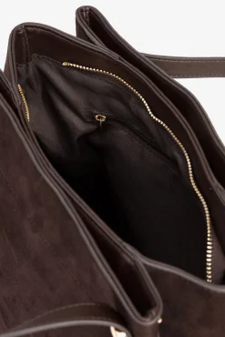 Vilanova Malas-Mala tote bag com efeito camurça Castanho