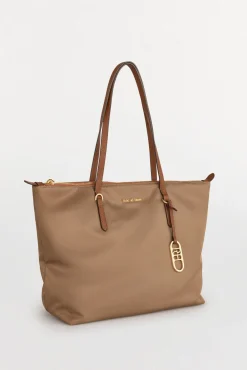 Pedro del Hierro Malas-Mala tote bag de nylon com fecho-éclair Beige