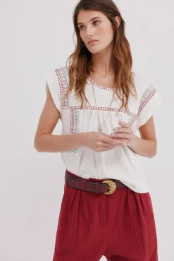 Hoss Intropia T-Shirts-Malena. T-shirt bordada Beige