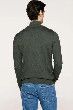 Selected Camisolas-Malha 100% camisola com meia fecho-éclair . Verde