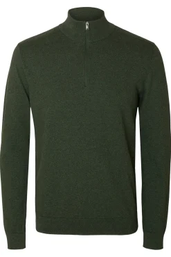 Selected Camisolas-Malha 100% camisola com meia fecho-éclair . Verde