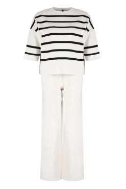 Trendyol Pijamas-Malha básico de malha cru com riscas bege