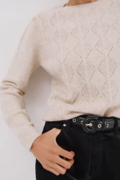 Cortefiel Camisolas-Malha com lantejoulas Tostado