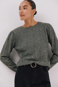 Cortefiel Camisolas-Malha com lantejoulas Verde