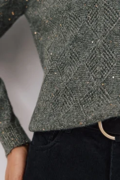 Cortefiel Camisolas-Malha com lantejoulas Verde