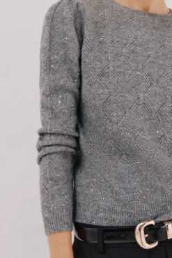 Cortefiel Camisolas-Malha com lantejoulas Cinzento