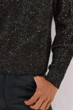 Cortefiel Camisolas-Malha com lantejoulas Preto