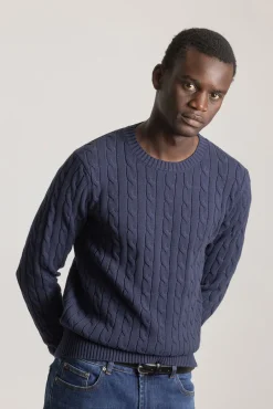 PuroEGO Camisolas-Malha de algodão trançada Azul