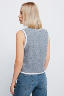 Springfield Camisolas-Malha de colete bordado cereja cinzento