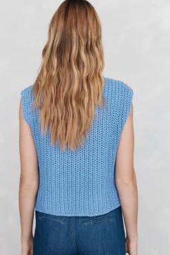 Pedro del Hierro Camisolas-malha de Colete com fio de fita Azul