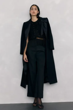 Pedro del Hierro Coletes-Malha de colete com franjas bordado Preto