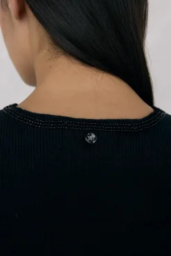 Pedro del Hierro Coletes-Malha de colete com franjas bordado Preto