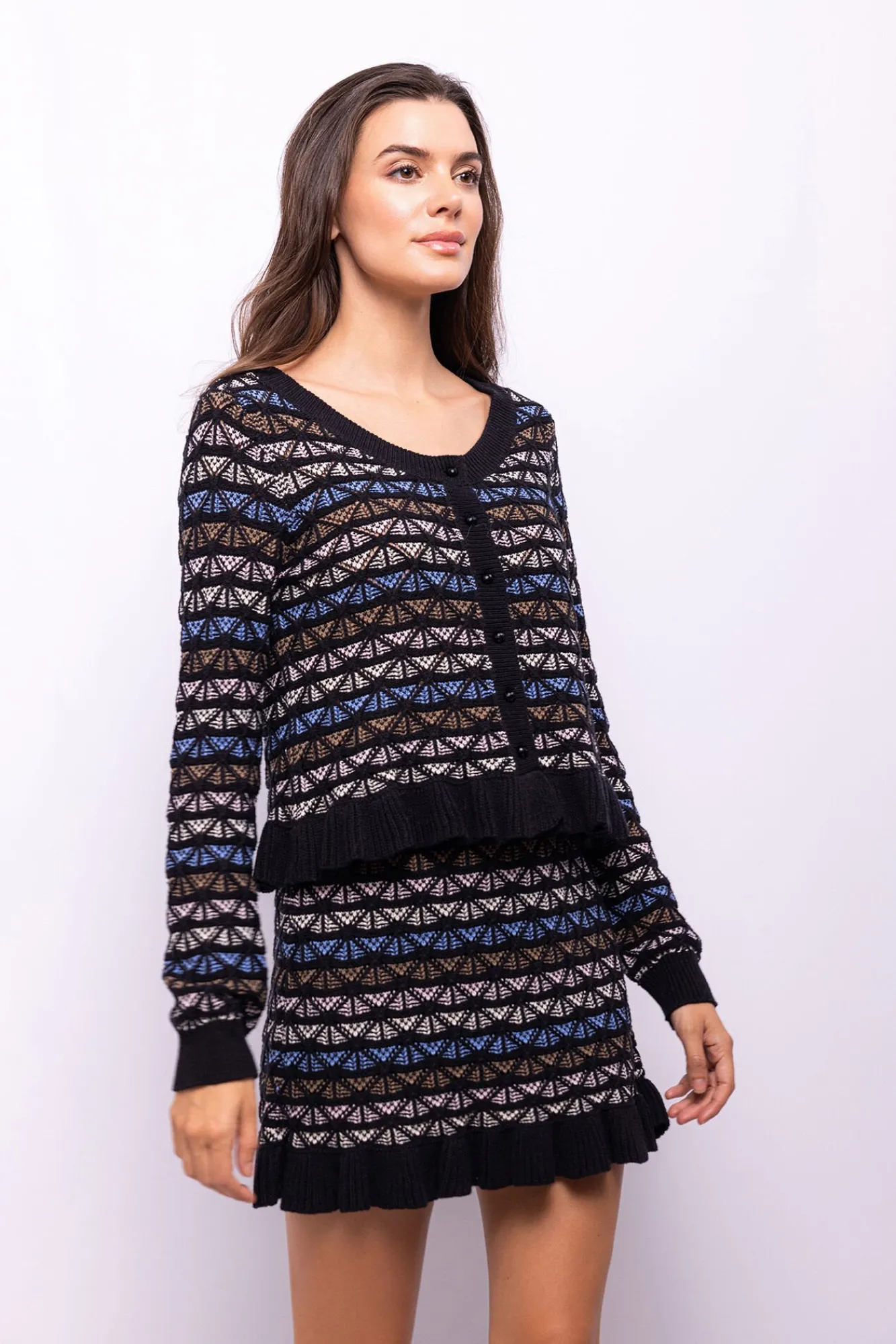 Object Camisolas-Malha de folho com casaco de malha Preto