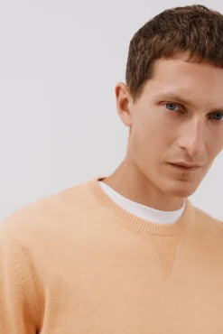 Cortefiel Camisolas-Malha de gola redonda de algodão de malha fina Laranja