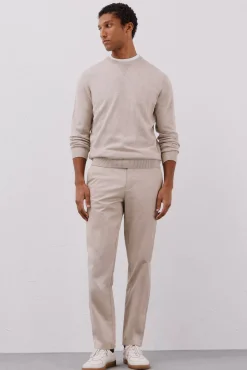 Cortefiel Camisolas-Malha de gola redonda de algodão de malha fina Tostado