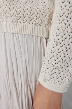 Pedro del Hierro T-Shirts|Camisolas-malha de malha com cristais extravagantes Beige