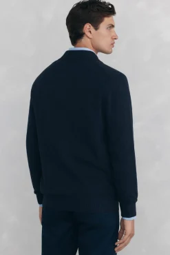 Pedro del Hierro Camisolas-malha de malha de algodão com gola polo e botões Azul