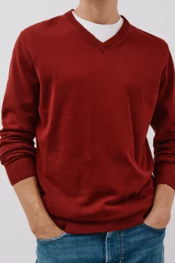 Cortefiel Camisolas-Malha de malha fina de algodão com gola em bico Granada