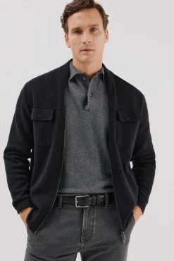 Cortefiel Camisolas-Malha de natal em malha de algodão Preto