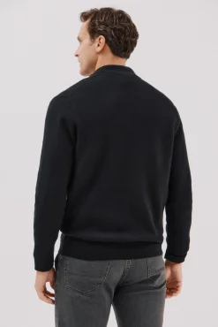 Cortefiel Camisolas-Malha de natal em malha de algodão Preto