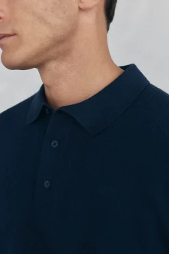 Pedro del Hierro Camisolas-malha estruturado de malha fina com gola polo Azul