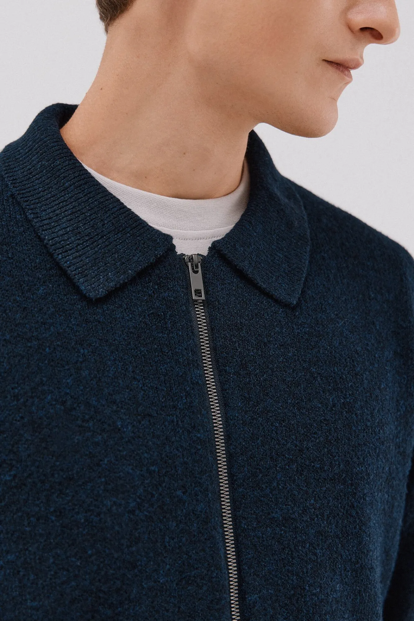 Cortefiel Camisolas-Malha texturizada com fecho de zíper Azul