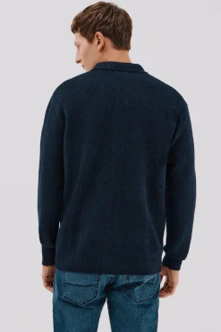 Cortefiel Camisolas-Malha texturizada com fecho de zíper Azul