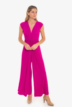 Cuplé Macacões-Malha tricotado com nó Subiu