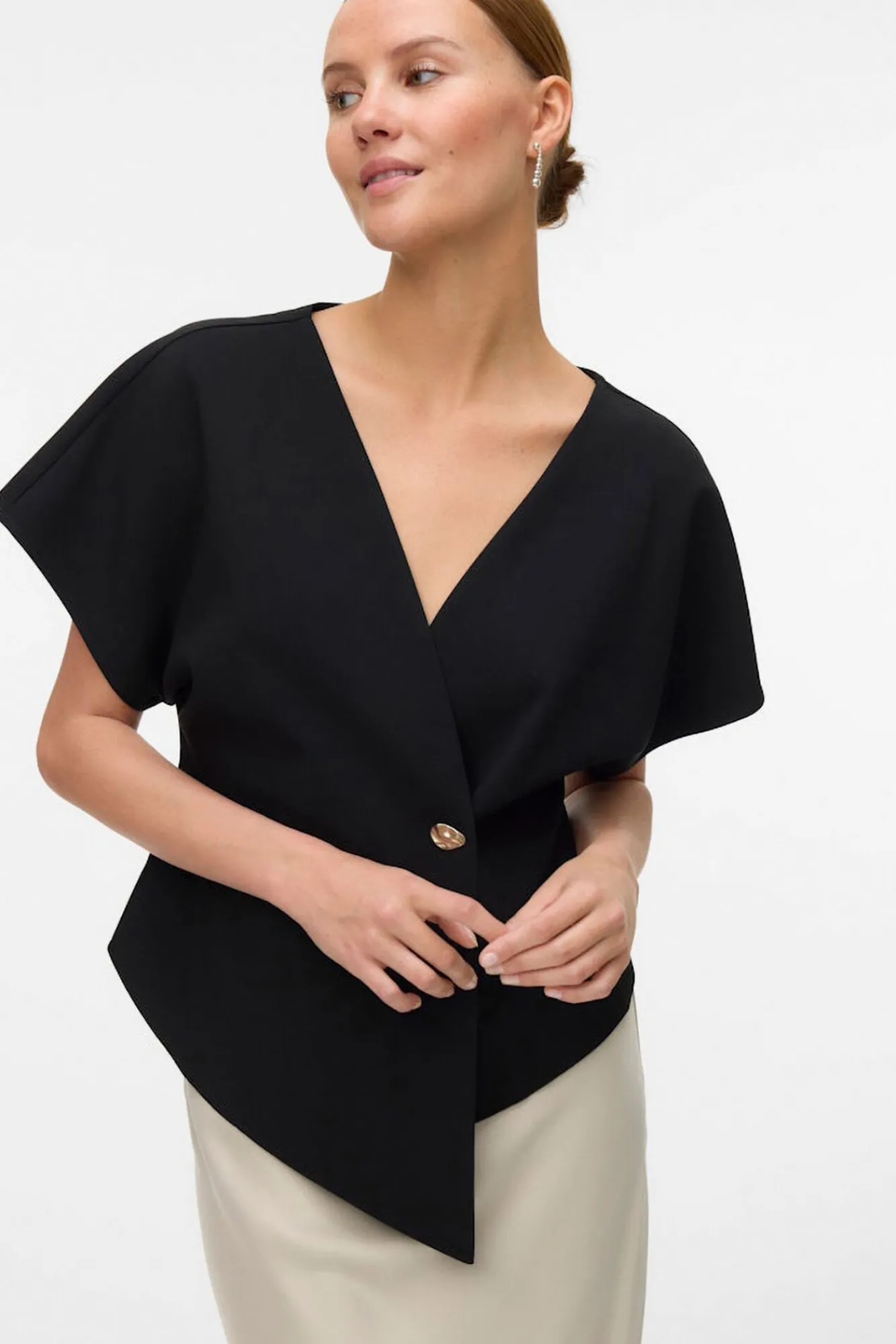 Vero Moda T-Shirts-manga curta tipo morcego Preto