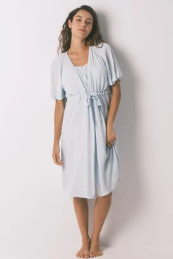 Women'secret Maternidade|Roupões-Manga robe "maternity " com mangas curtas e viscose verde