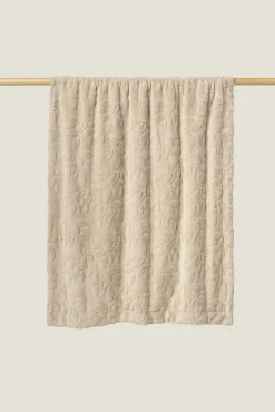 Textura Cobertores-Manta de polar com flores bege