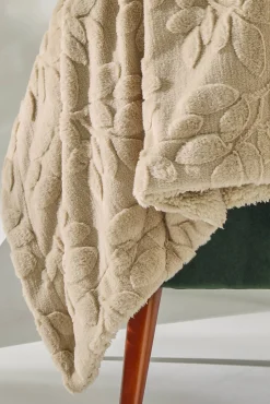 Textura Cobertores-Manta de polar com flores bege