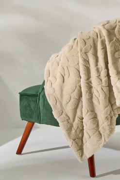 Textura Cobertores-Manta de polar com flores bege