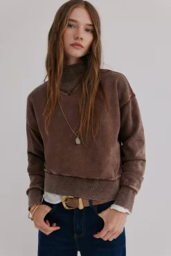 Hoss Intropia Sweatshirts-Manuela. Sweatshirt com efeito lavado Castanho