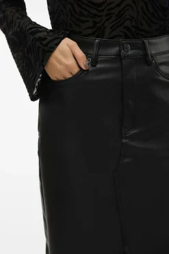 Vero Moda Saias-Medidas da saia em couro sintético Preto