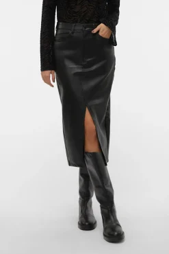 Vero Moda Saias-Medidas da saia em couro sintético Preto