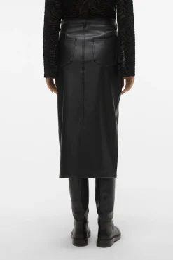 Vero Moda Saias-Medidas da saia em couro sintético Preto