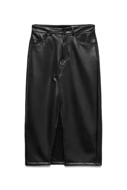 Vero Moda Saias-Medidas da saia em couro sintético Preto