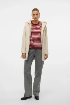 Vero Moda Sobretudos|Casacos-Medidas do sobretudo efeito neoprene Tostado