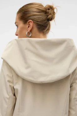 Vero Moda Sobretudos|Casacos-Medidas do sobretudo efeito neoprene Tostado