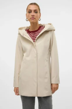 Vero Moda Sobretudos|Casacos-Medidas do sobretudo efeito neoprene Tostado