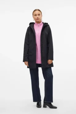 Vero Moda Sobretudos|Casacos-Medidas do sobretudo efeito neoprene Preto