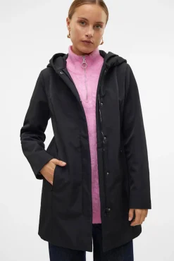 Vero Moda Sobretudos|Casacos-Medidas do sobretudo efeito neoprene Preto