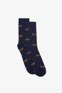 Cortefiel Meias-Meia com desenho de raposa Azul