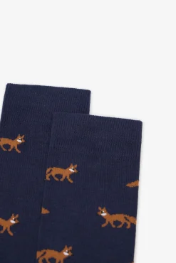 Cortefiel Meias-Meia com desenho de raposa Azul