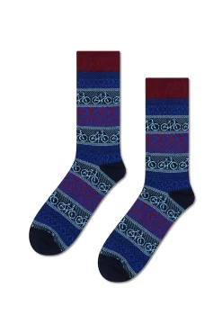 Happy Socks Meias|Meias-Meia de bicicleta jacquard azul