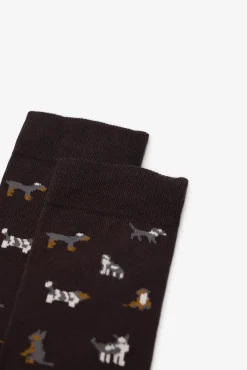 Cortefiel Meias-Meia de desenho de cachorro Castanho