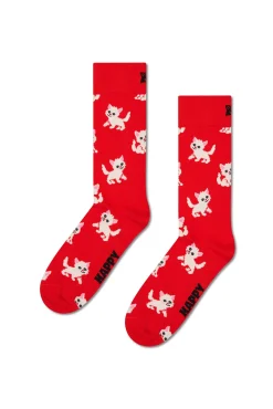Happy Socks Meias-Meia de gatinho vermelho