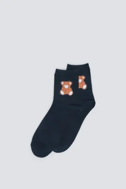 Springfield Meias-Meia de urso de tecido felpudo preto