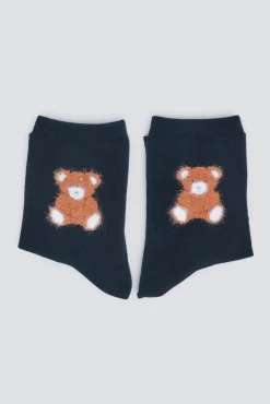 Springfield Meias-Meia de urso de tecido felpudo preto